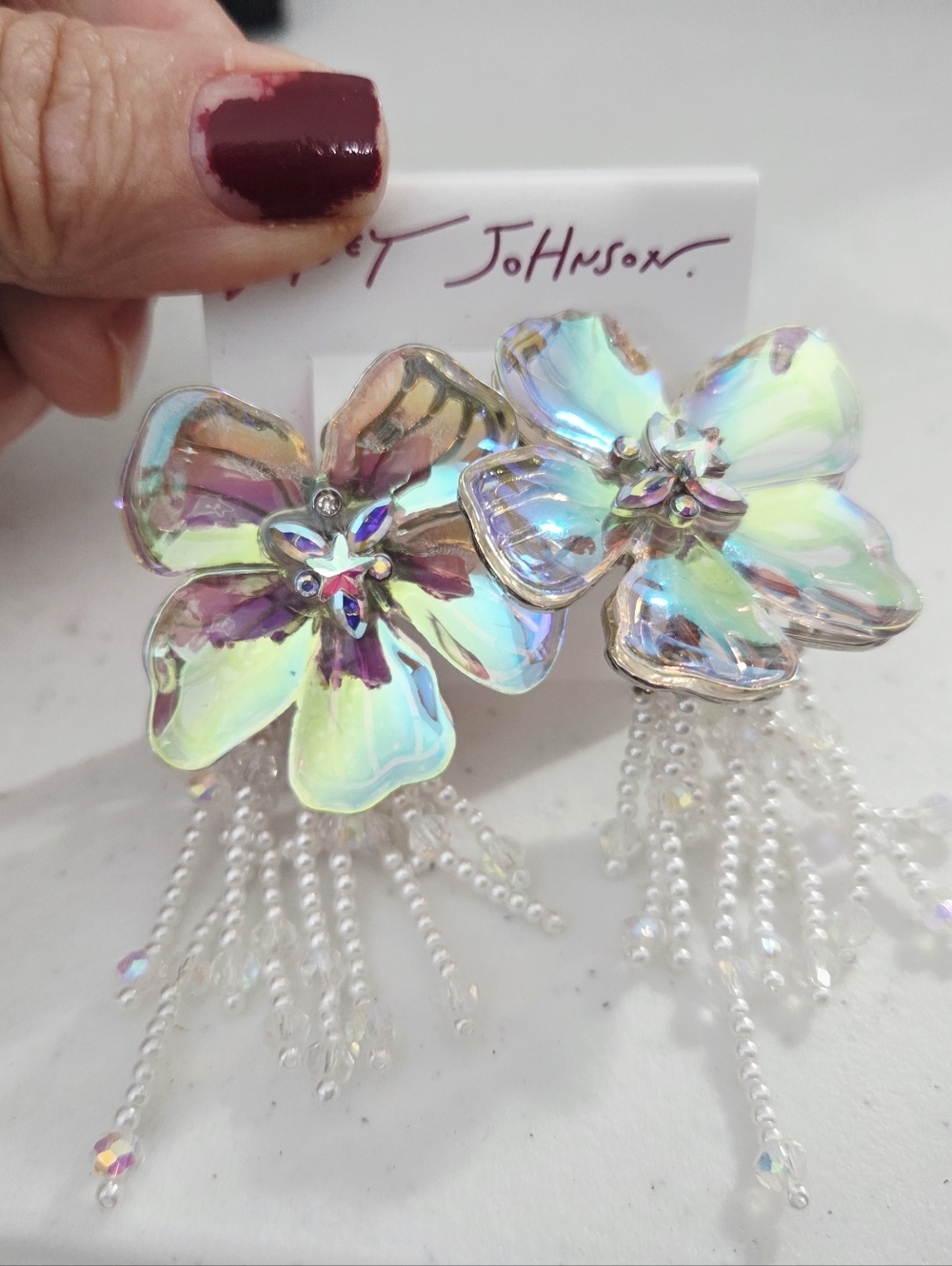 NWT Betsey Johnson Iridecent Earrings